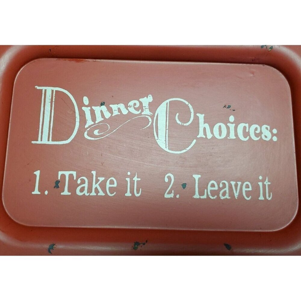 Red Hanging tray Rustic Country kitchen Distressed Metal White Letters - Picture 3 of 5